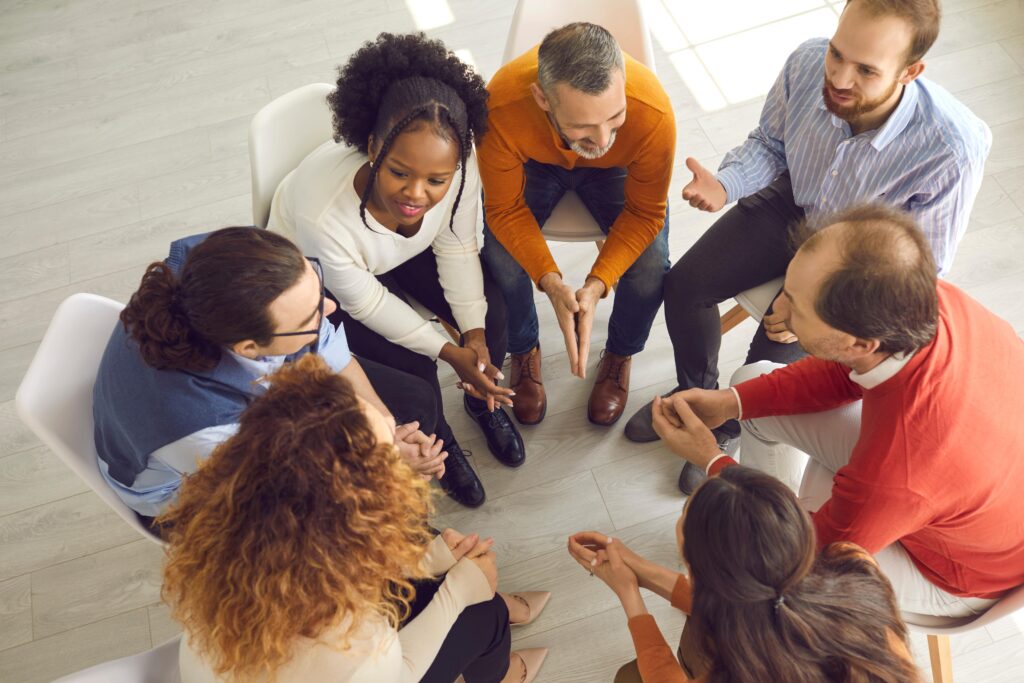 A group therapy session during south lamar sober living